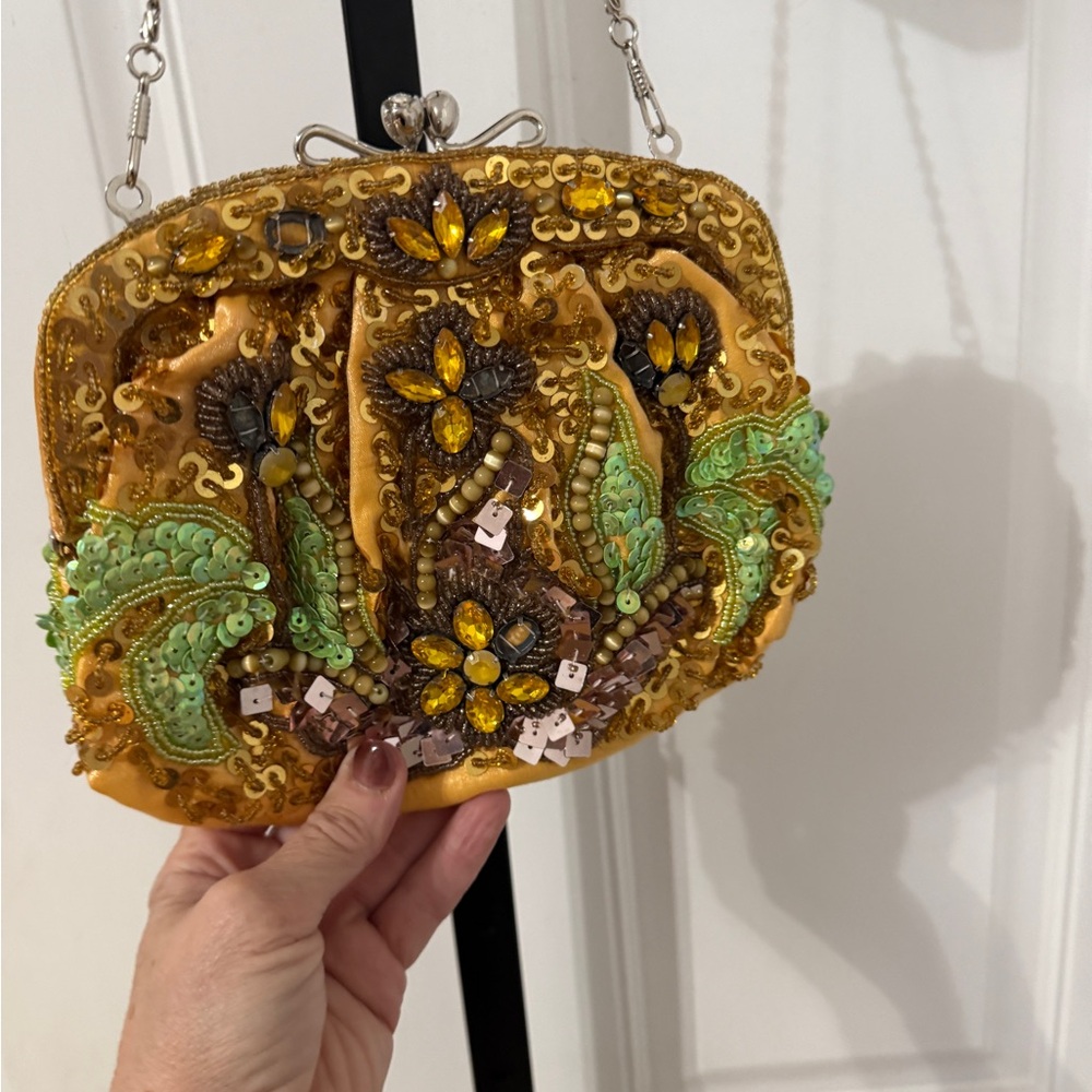 Embellished Gold, Amber‎ and Green Women's Evening Bag - Picture 2 of 7